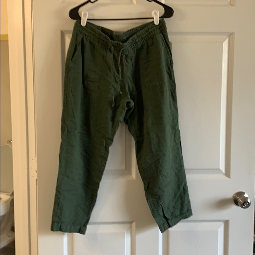 Green linen beach pants